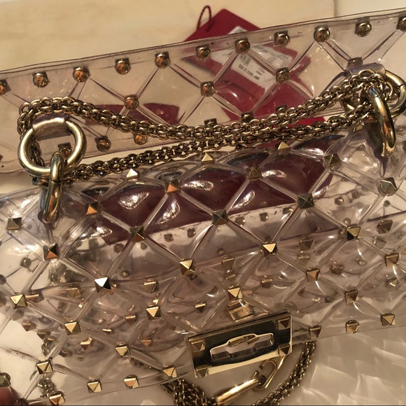Valentino clear rockstud small size bag with chain - Picture 14 of 15